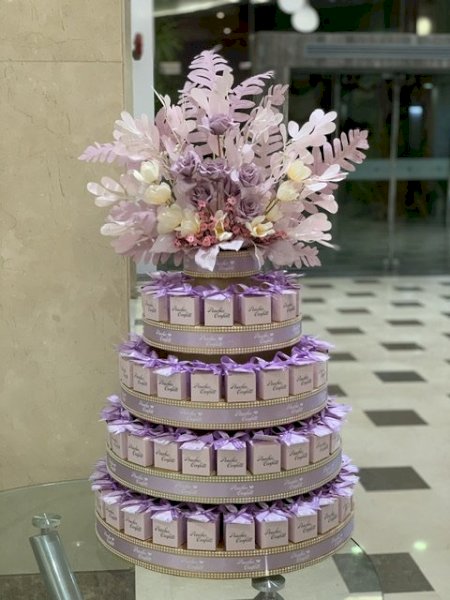 Light purple box, Purple ribbon- 80 boxes