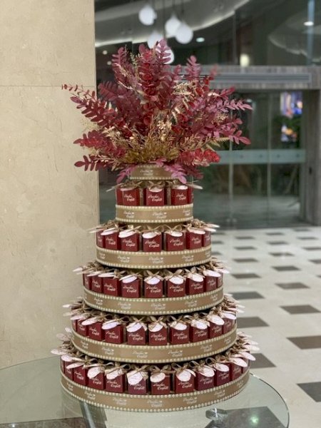 Maroon, Beige Ribbon- 100 boxes