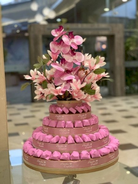 Pink, Pink Ribbon Circle Tower- 1.4kg