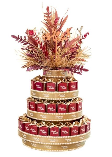 Maroon Box, Beige Ribbon - 50 boxes