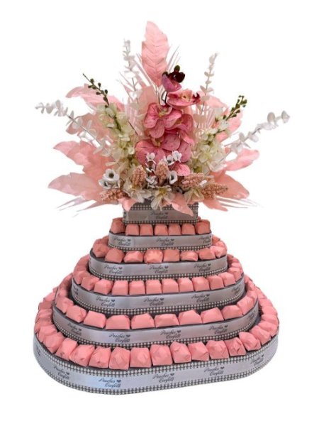 Pink, Silver Ribbon Tower- 2kg