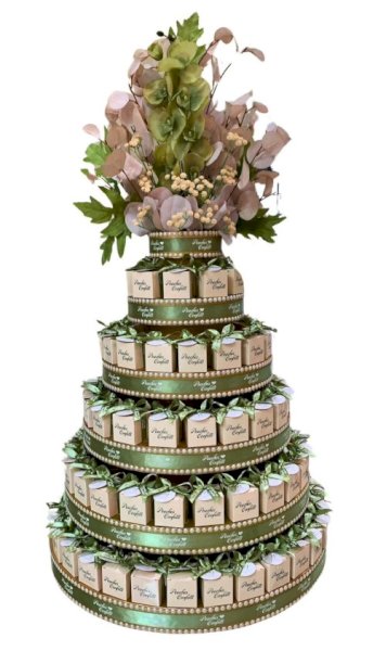 White box, Green ribbon - 100 boxes