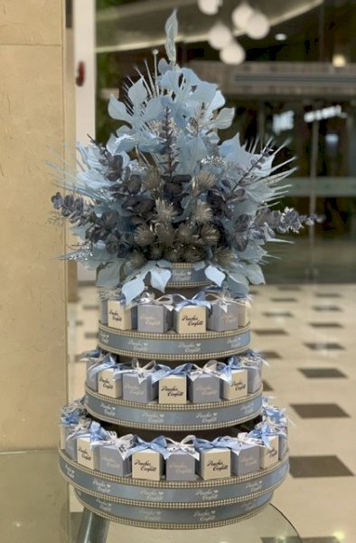 White-Blue box, Blue ribbon - 50boxes