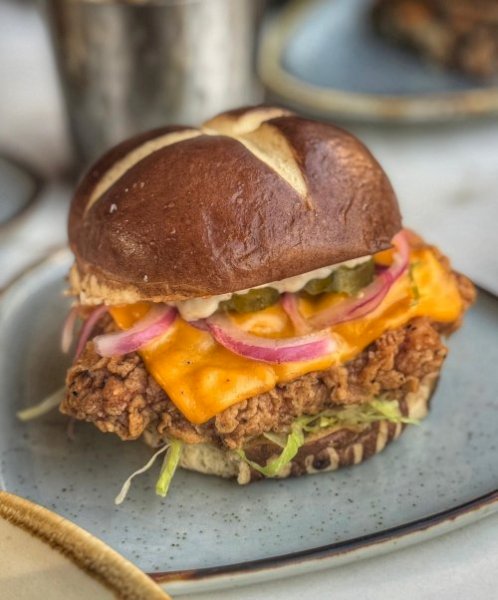 Crispy chicken ‘n’ pretzel.