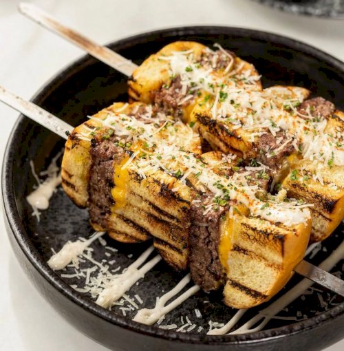Truffle burger skewers